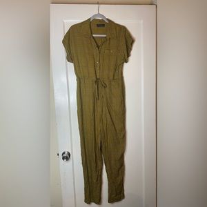 Urban Outfitters Mustard Yellow Romper  Plaid Gingham High Waist Jumpsuit Linen